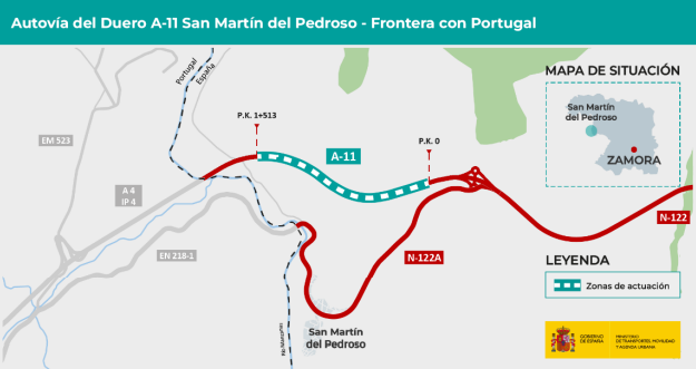 Tramo actuación Autovía del Duero entre San Martín del Pedroso y Portugal