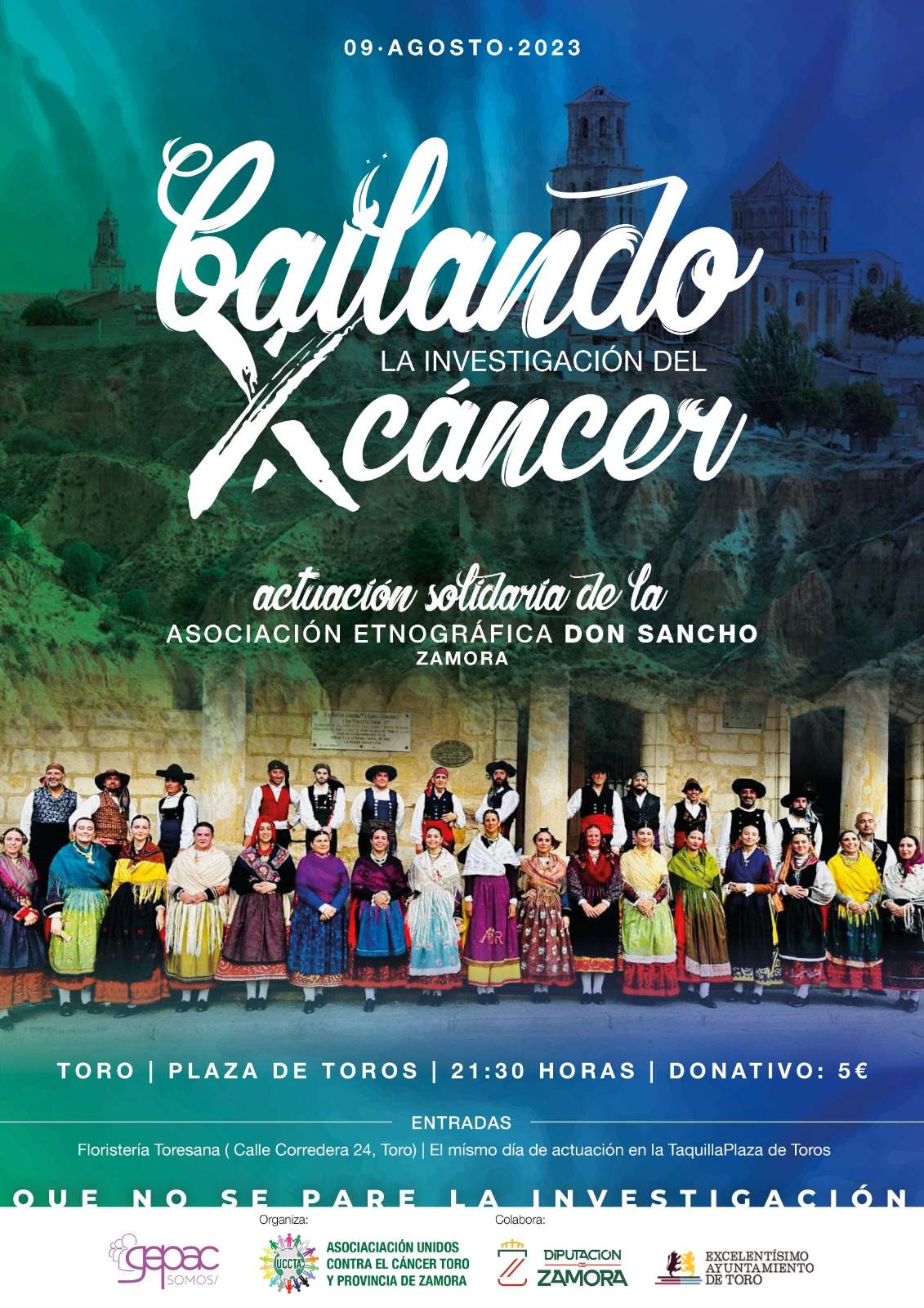 Cartel actuación solidaria por la investigación contra cáncer