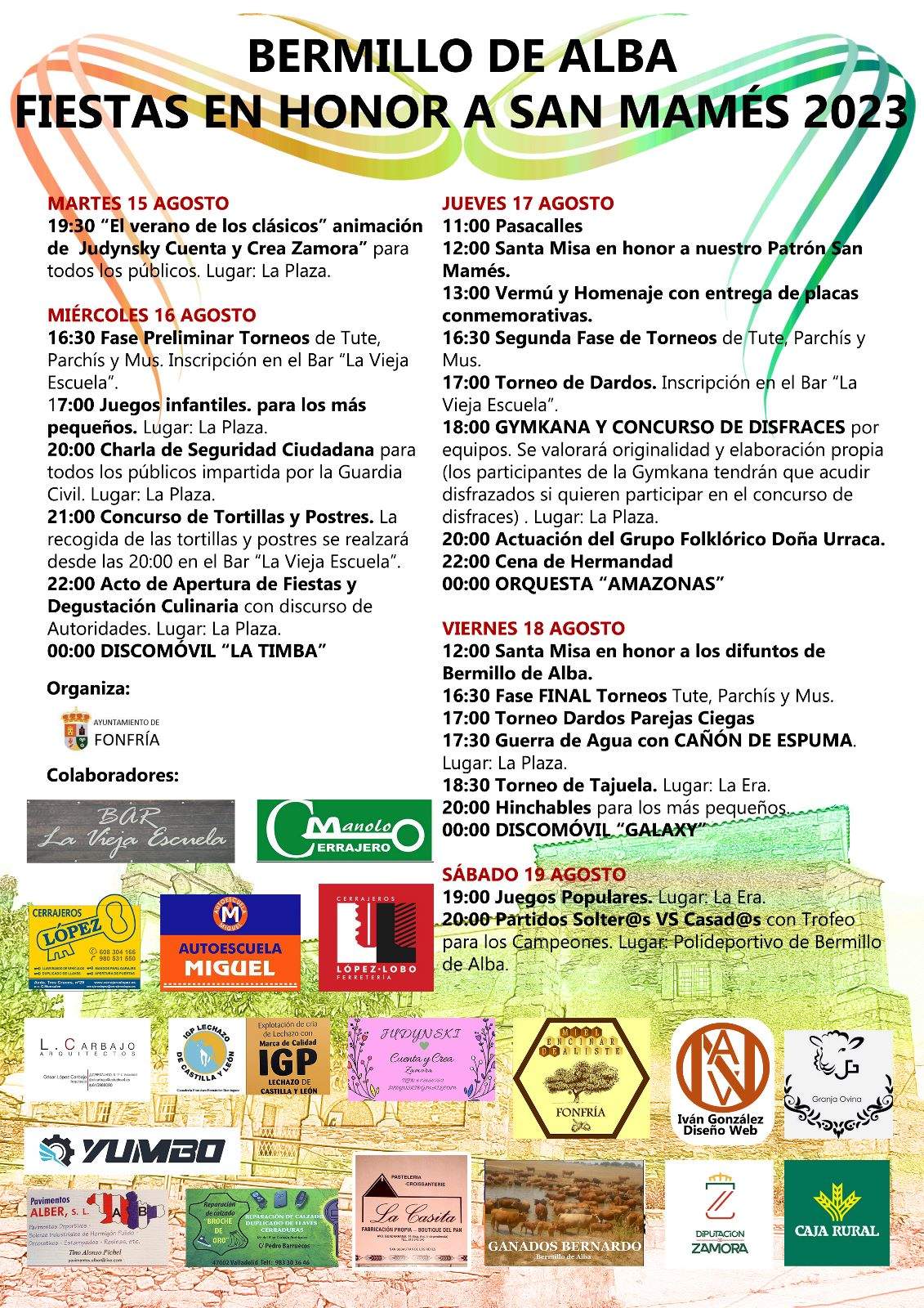 Programa de fiestas en Bermillo de Alba