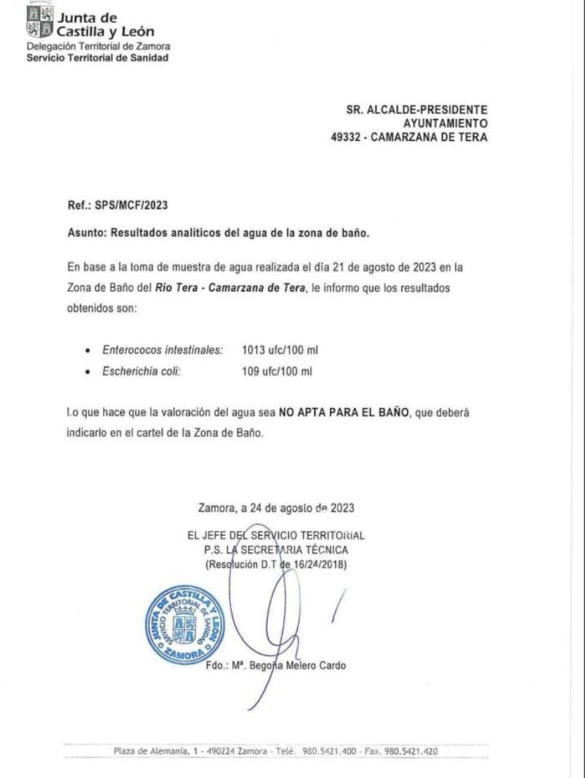 Zona de baño no apta