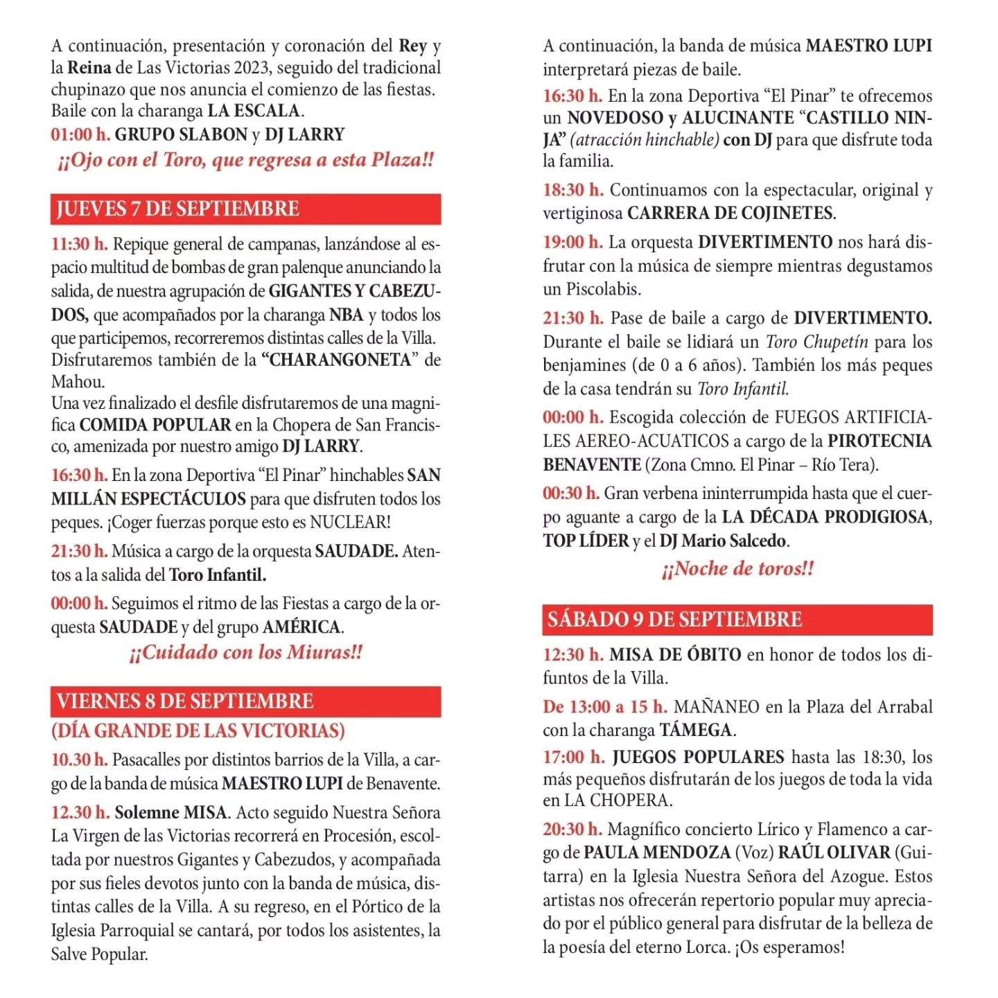 Programa de Fiestas de Las Victorias 2023