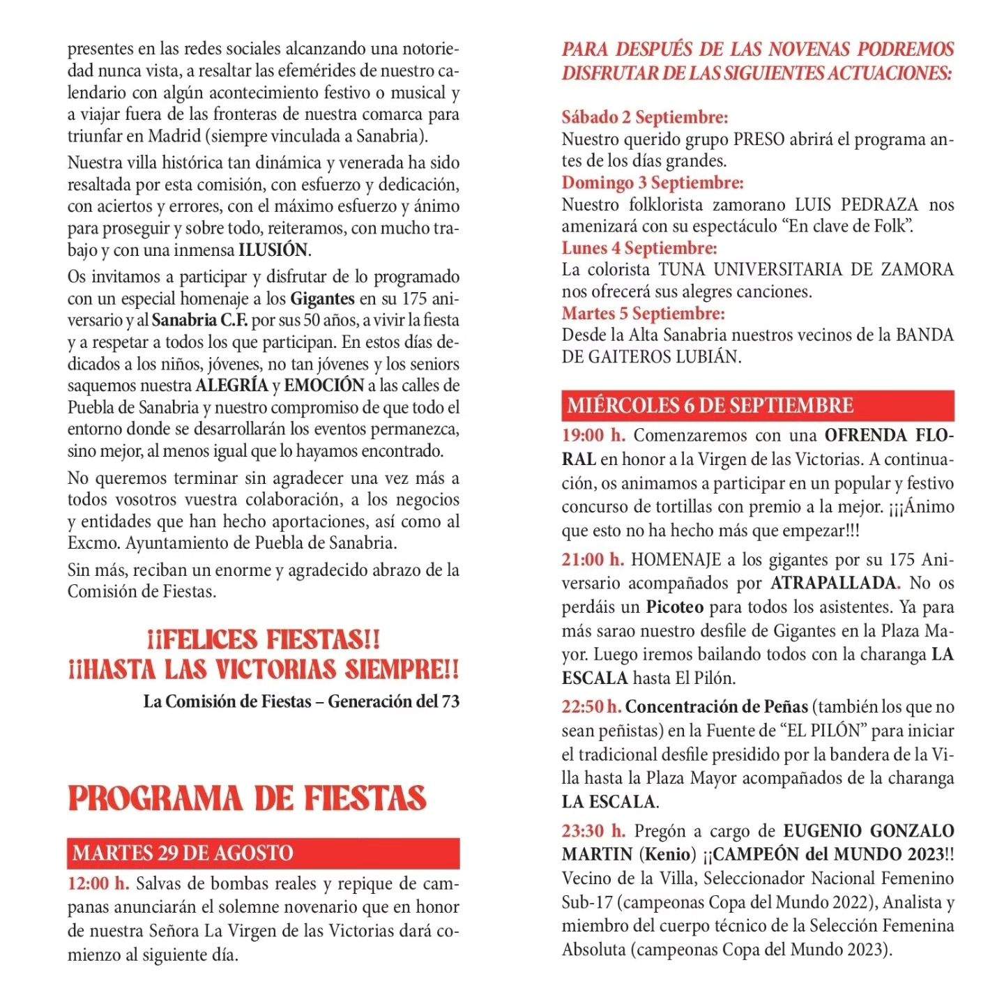 Programa de Fiestas de Las Victorias 2023