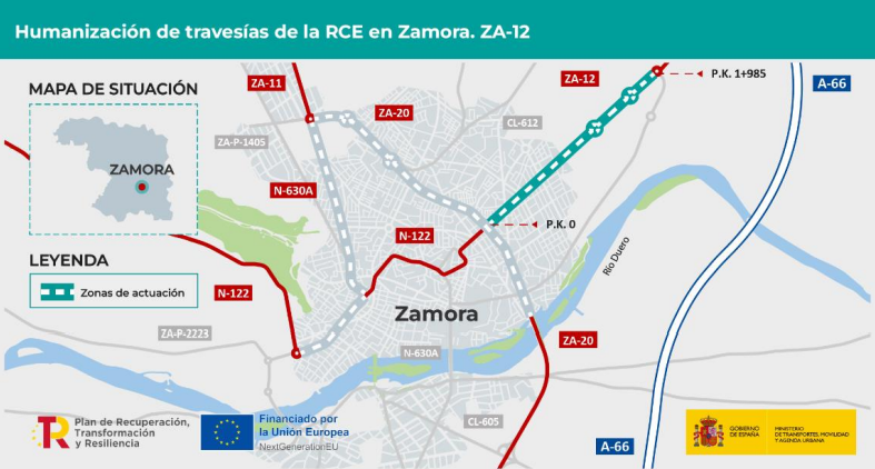 Plan humanización carretera ZA-12 en avenida de Requejo