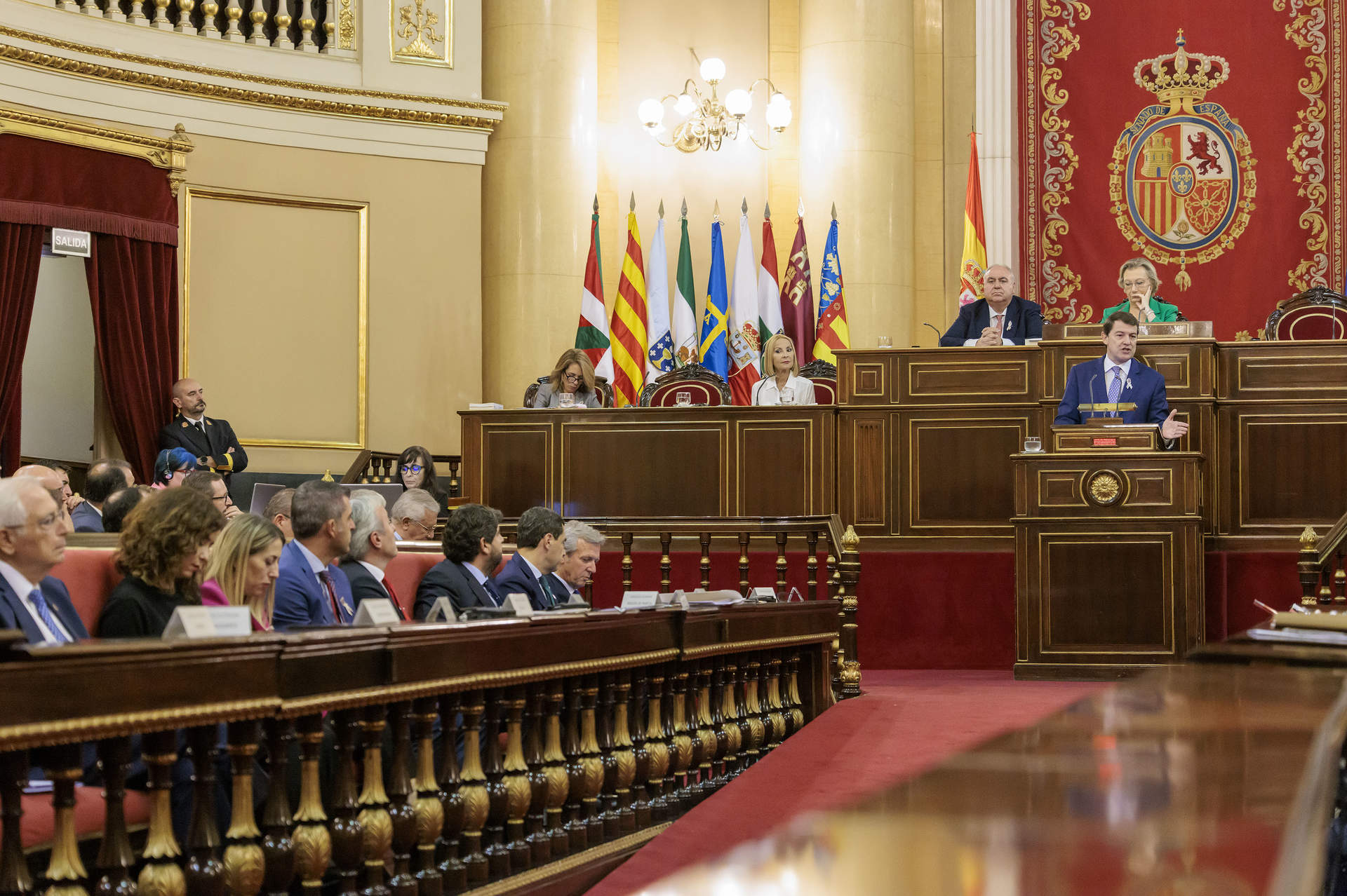 Mañueco durante su intervención en la Comisión General de las Comunidades Autónomas en el Senado