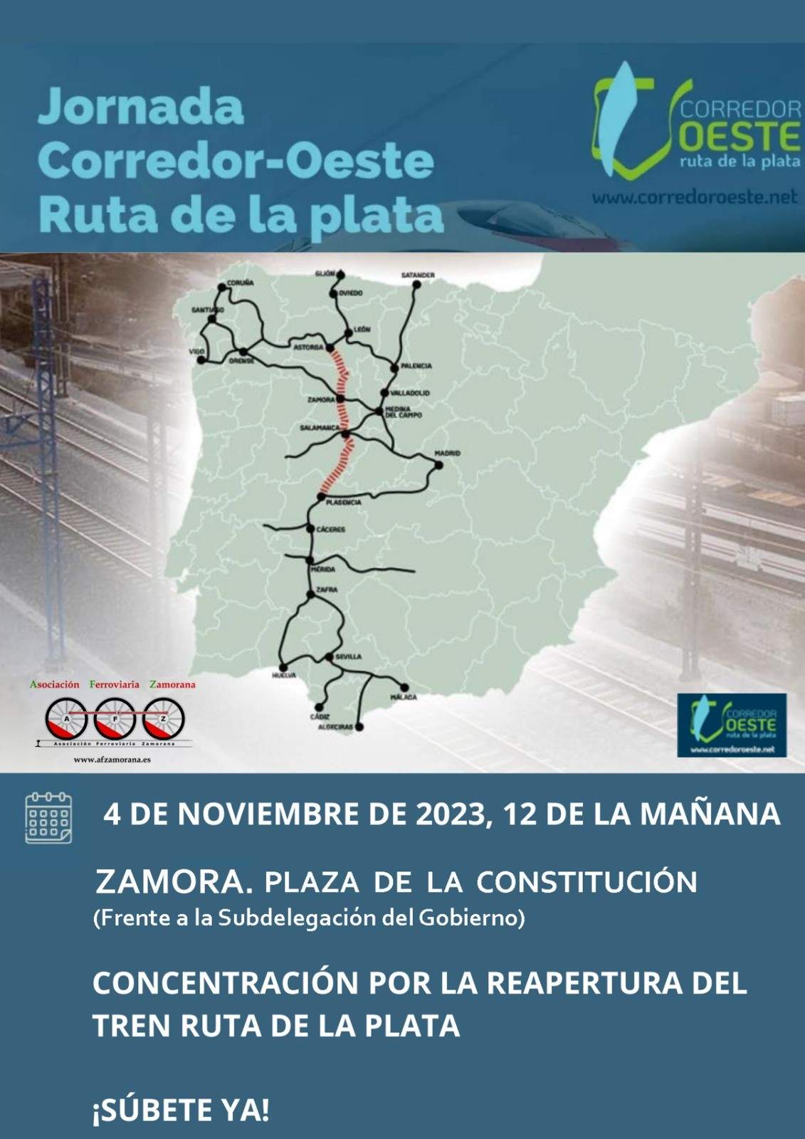 Cartel manifestación por la recuperación de la Ruta de la Plata