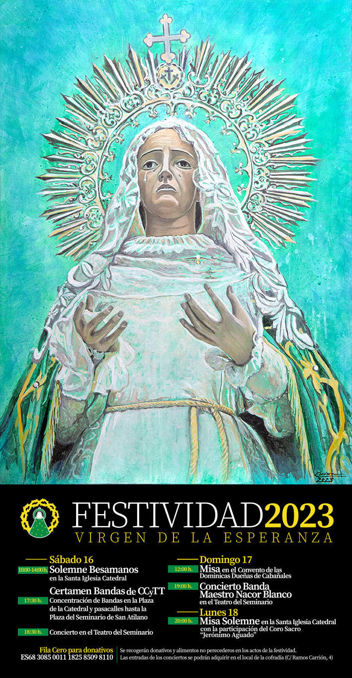 Cartel de actividades de la festividad de la Virgen de la Esperanza 2023