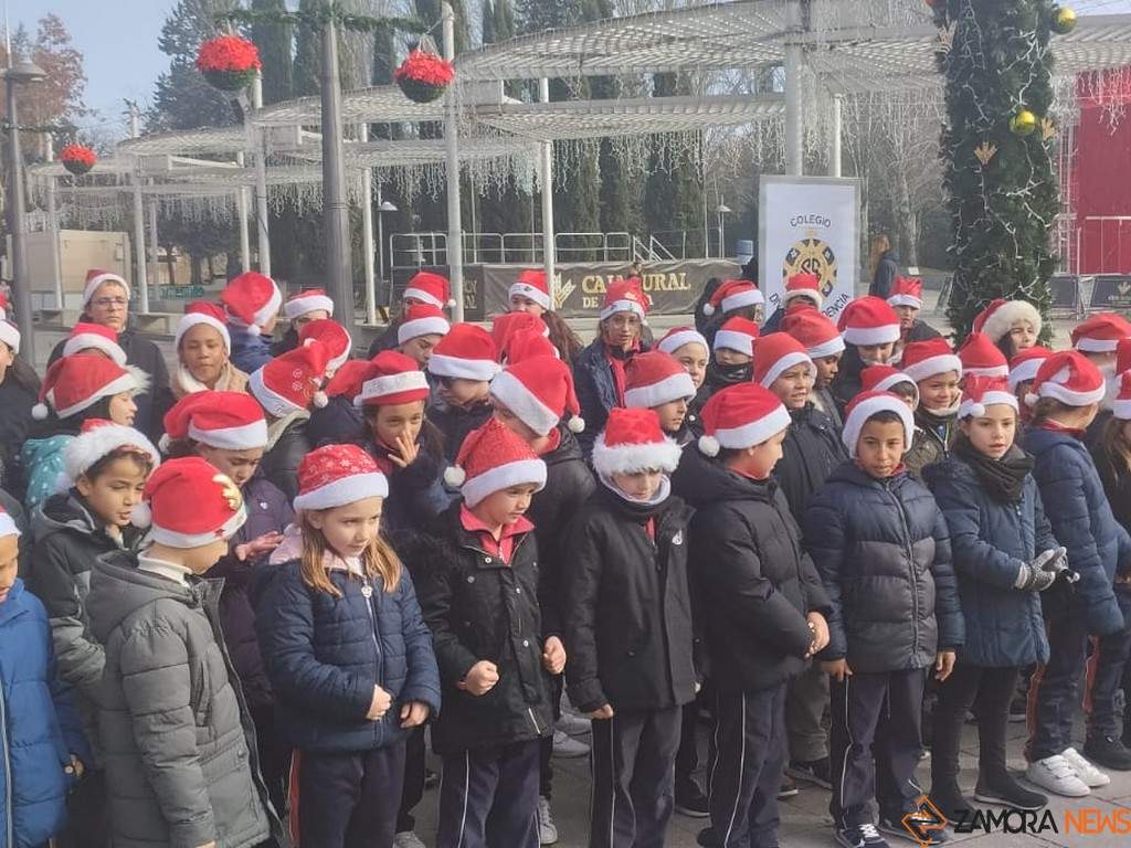 Alumnos del colegio Divina Providencia cantando villancicos en las calles de zamora1