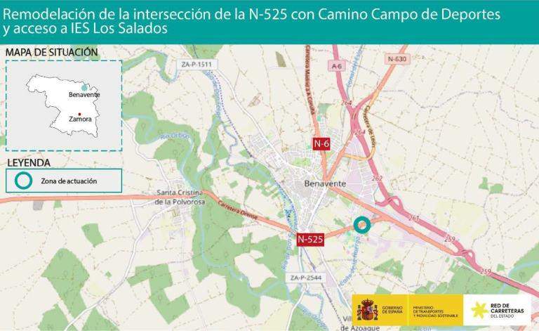 royecto de trazado para la remodelación de la actual intersección situada en el km 0,950 de la carretera N-525 en Benavente