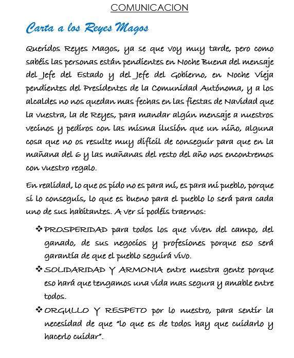 Ayuntamiento Villanueva del campo carta a los reyes magos