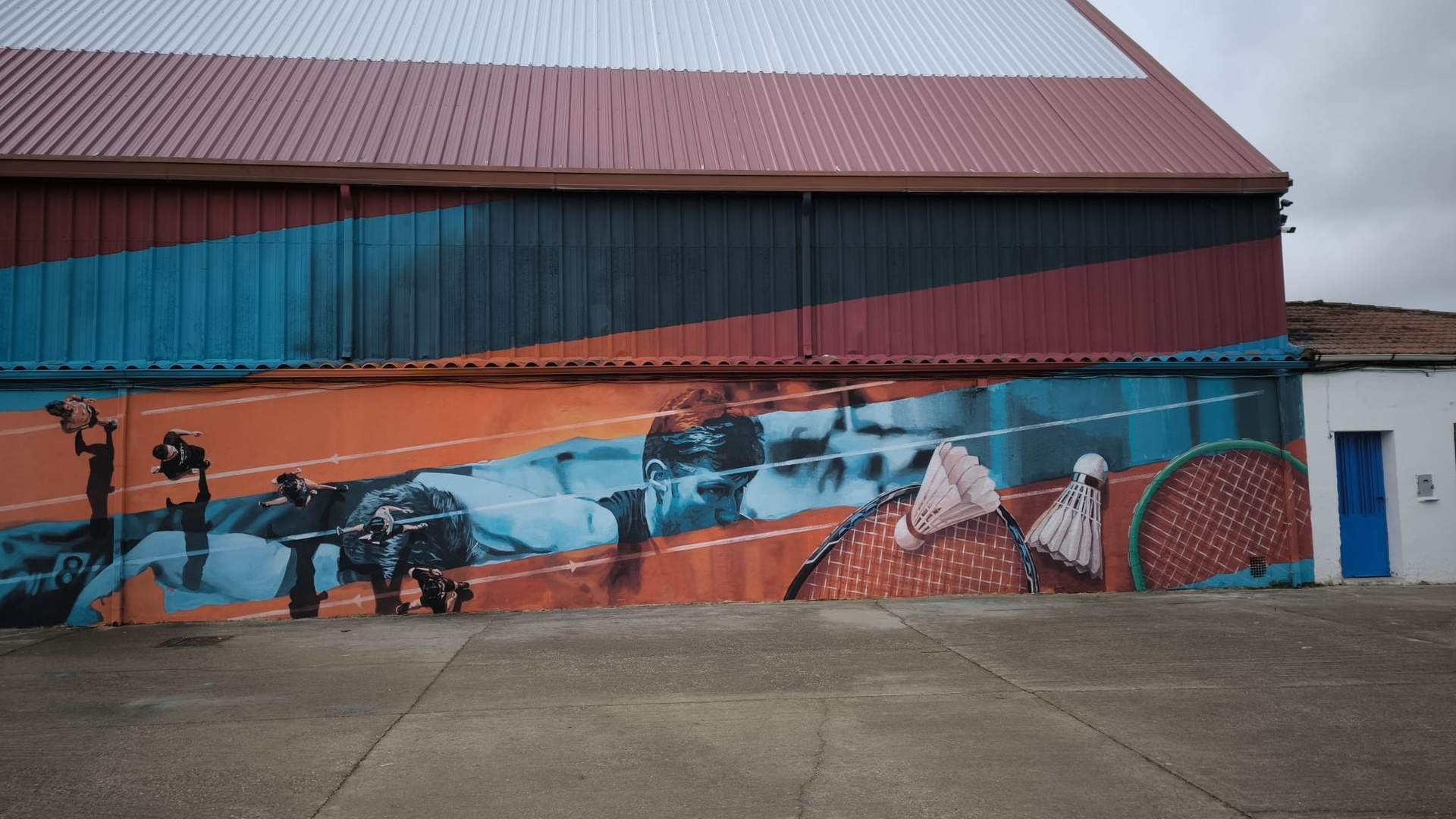 Mural pabellón deportivo de Moraleja del Vino, realizado por David 'Maker'. Fotografía: CEDIDA