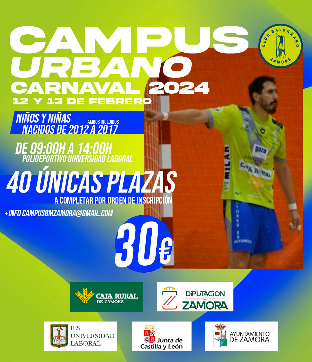 Cartel campus urbano Carnaval 2023 del Balonmano Zamora Enamora