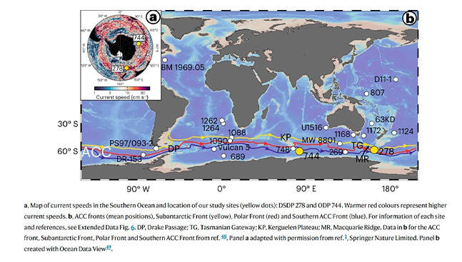 Mapa Corriente Circumpolar Antártica. Fuente: USAL