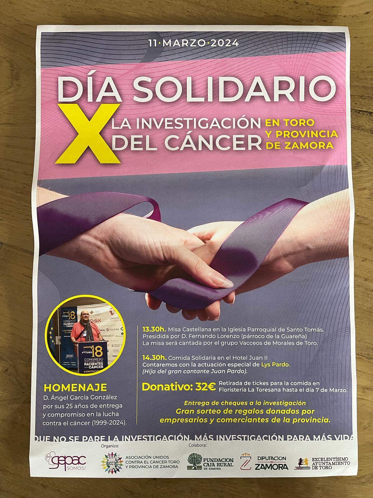Cartel evento Día Solidario por la investigación del cáncer en Toro
