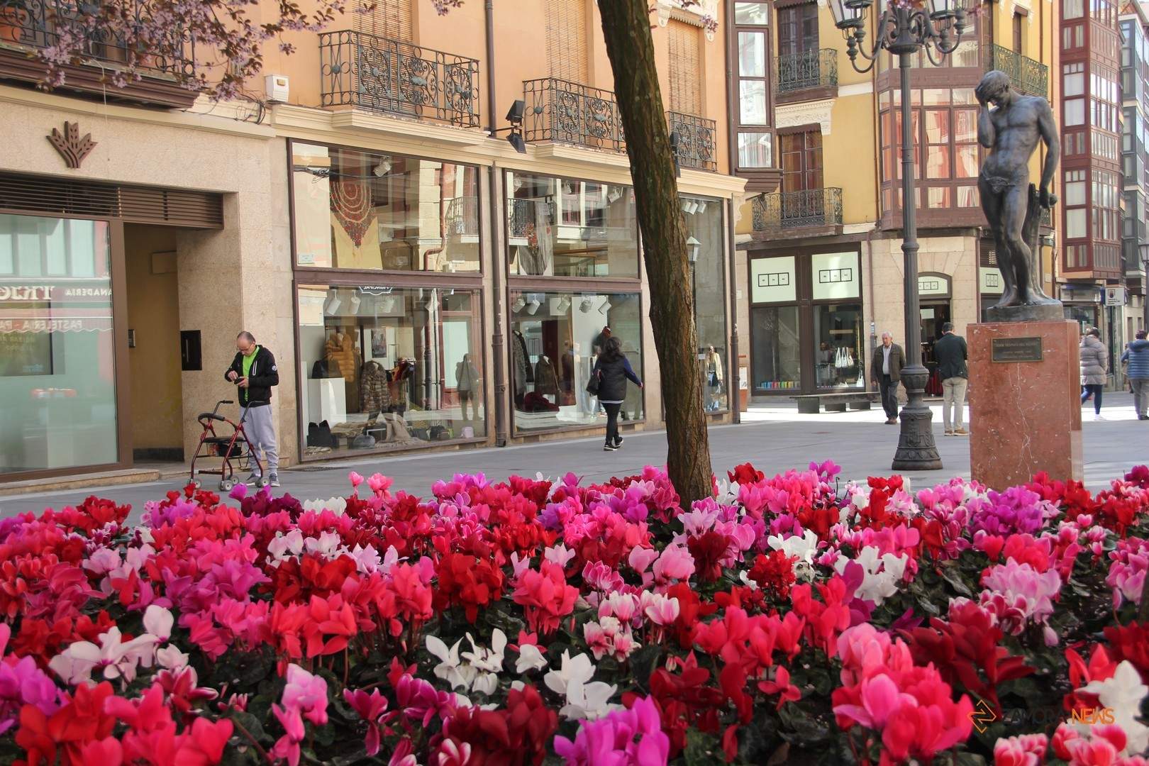 Operarios de Parques y Jardines decoran el centro de la ciudad