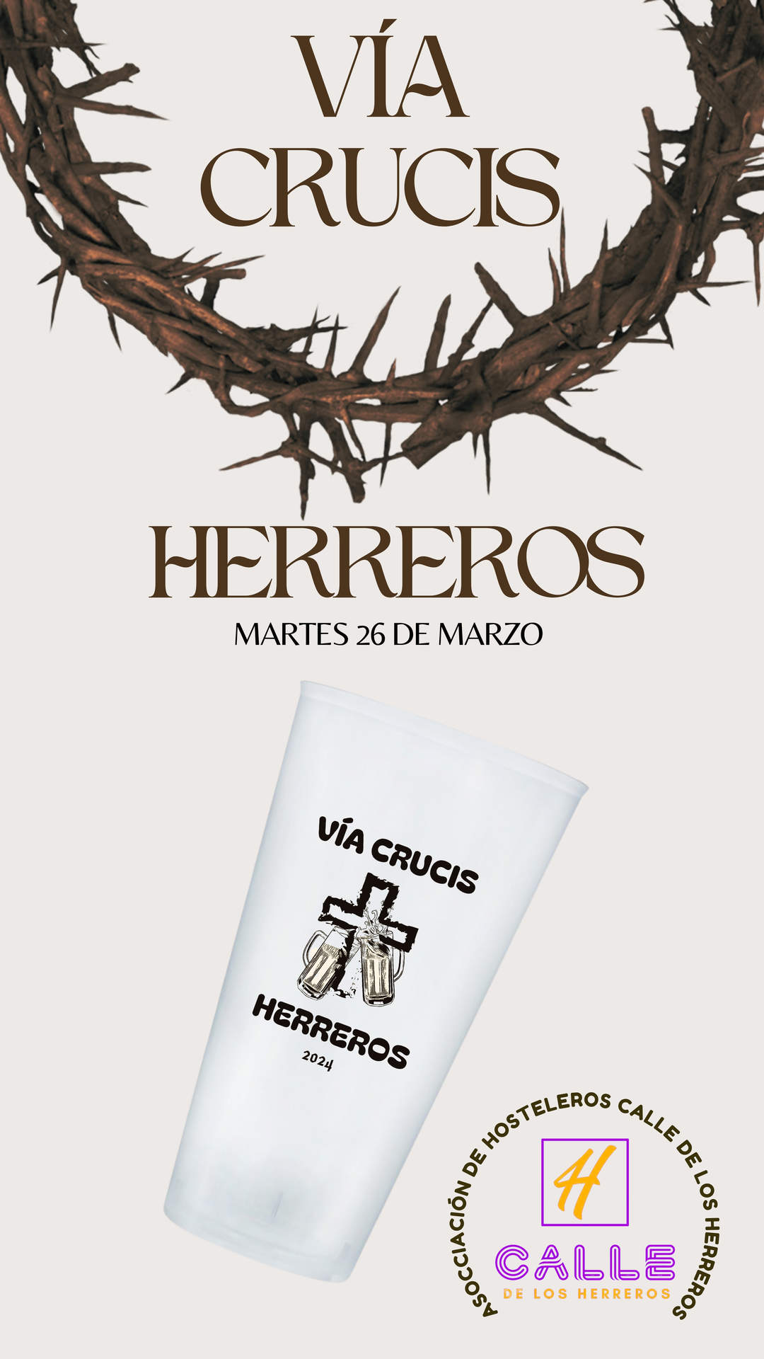 Vaso serigrafiado de la fiesta del Vía Crucis Herreros 2024