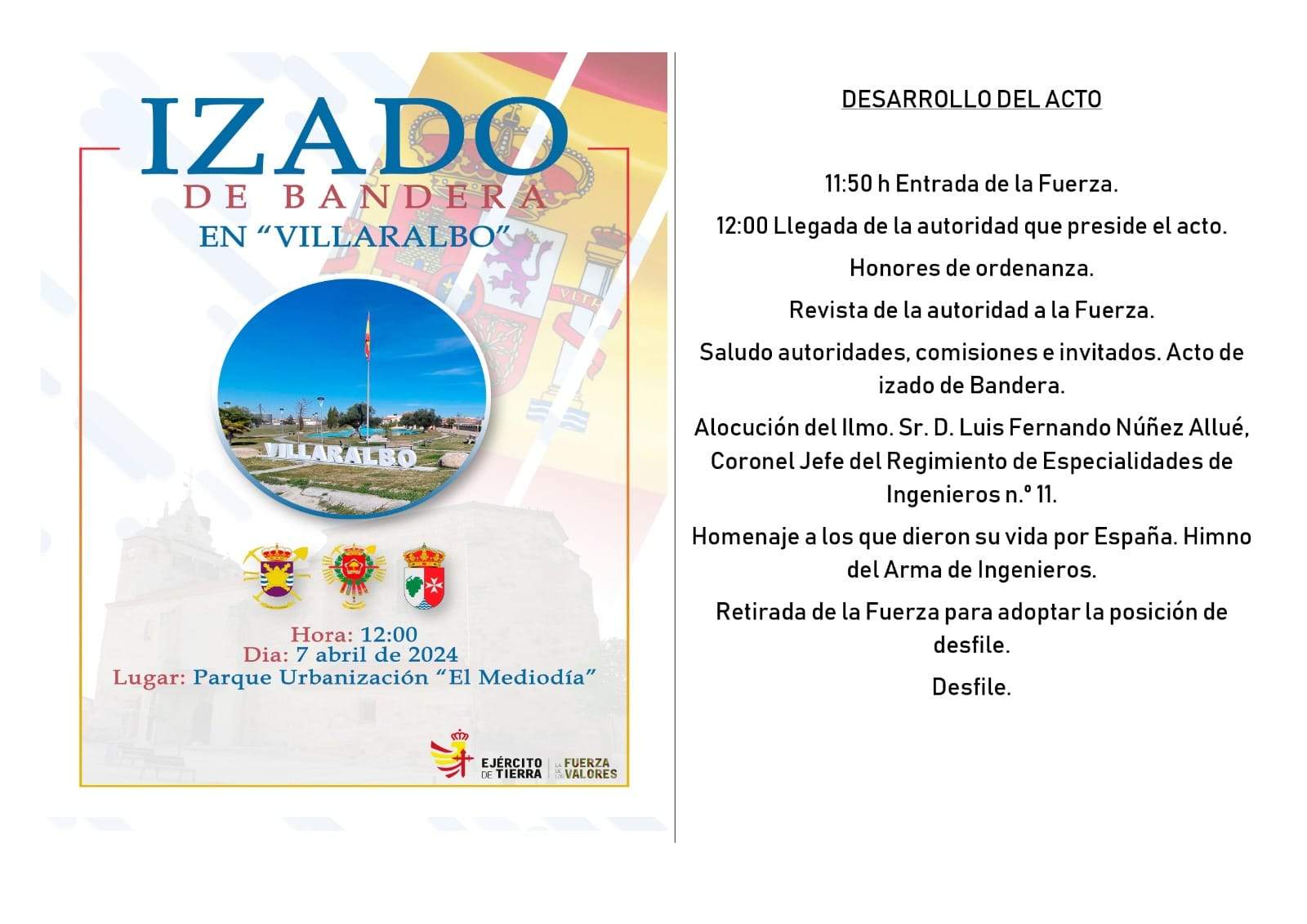 Izado de bandera en Villaralbo