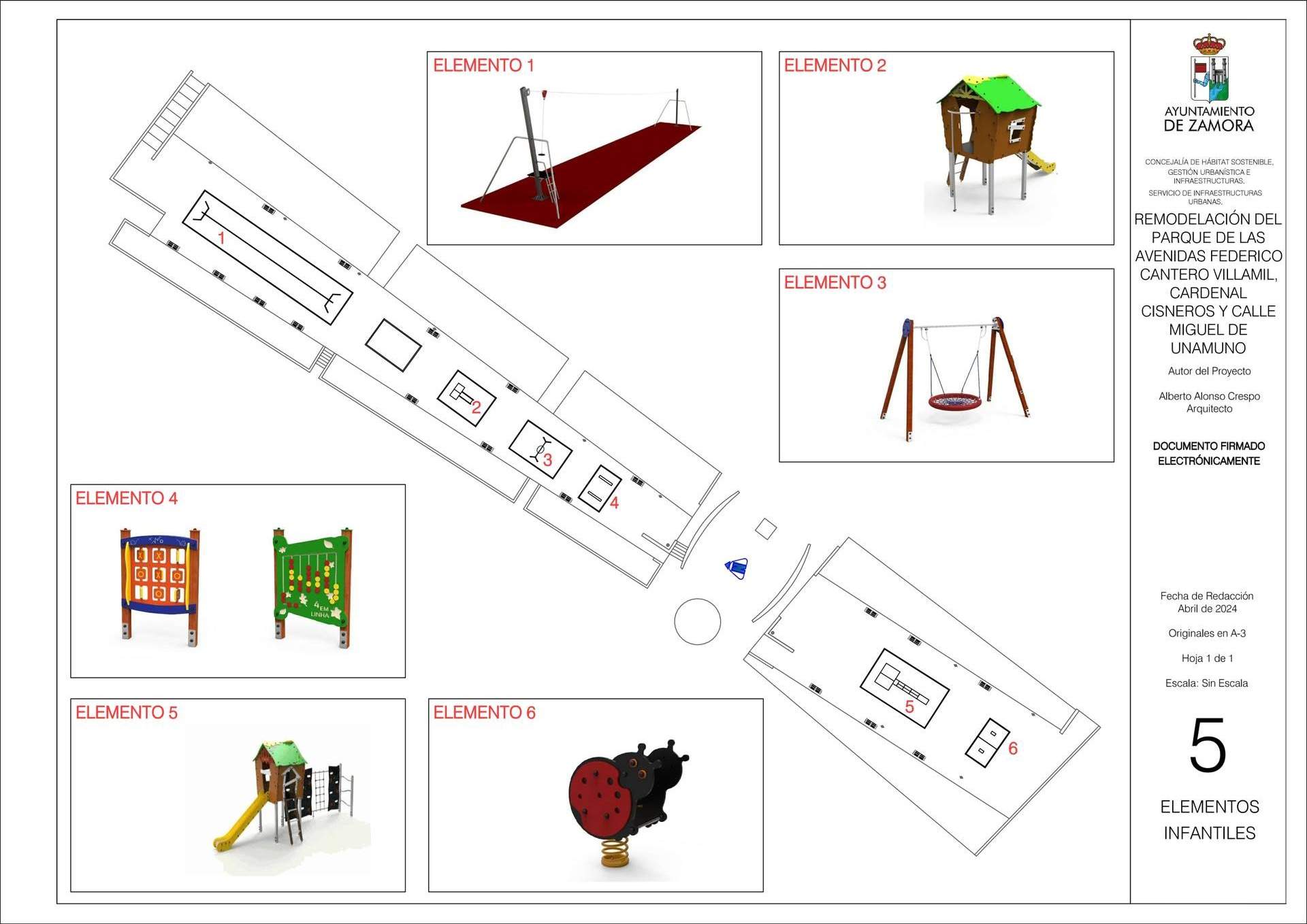Planos y elementos del parque de las Viñas