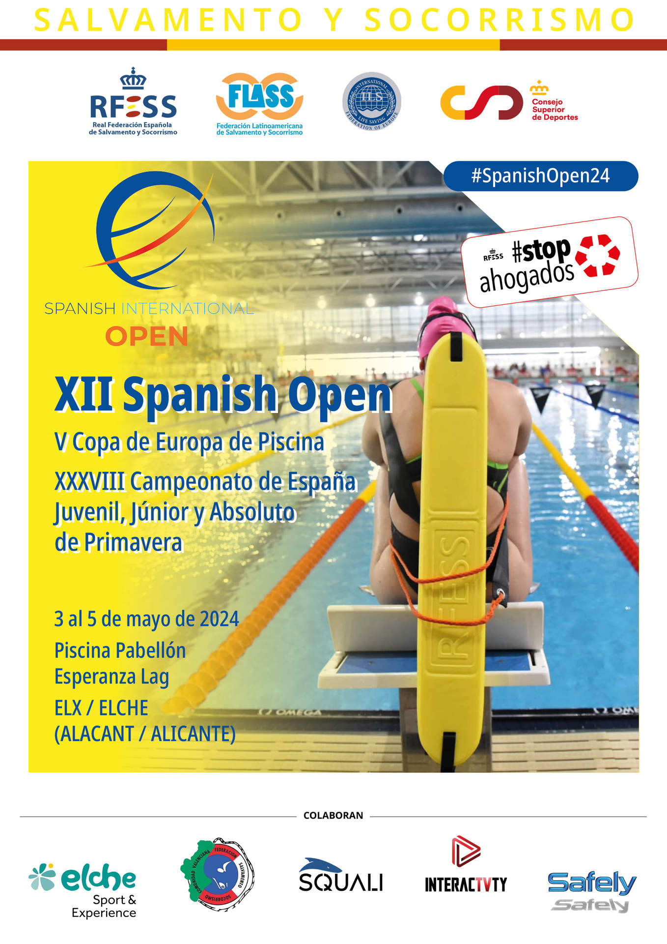 Cartel del XII Spanish Open, V Copa de Europa de Piscina y XXXVIII Campeonato de Primavera Juvenil, Junior y Absoluto de Salvamento y Socorrismo