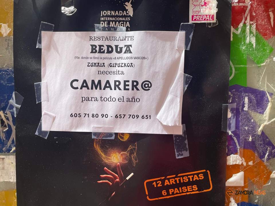 Anuncio de trabajo en Zamora del asador Bedua