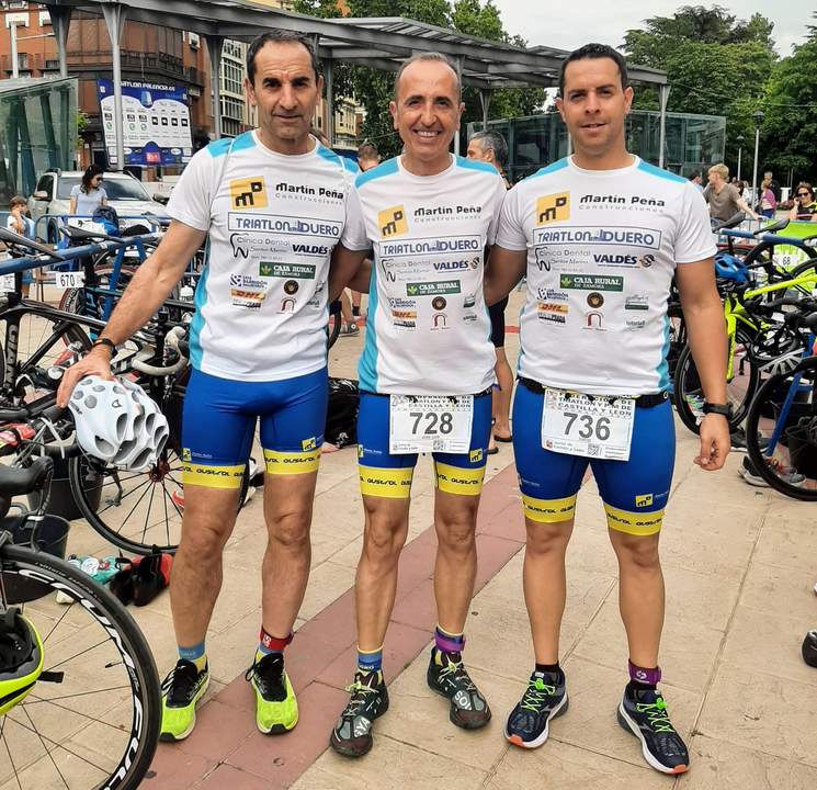 David Vega, José Luis Prieto y Vicente González en el XII Triatlón Sprint de Palencia