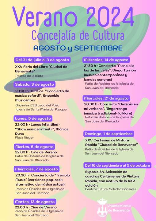 Cartel Programación Cultura AGOSTO 2024