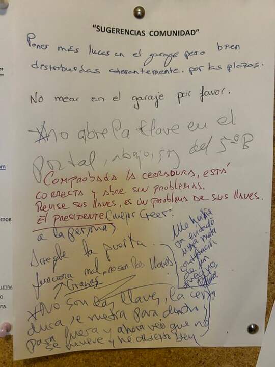 Mnesaje Vecinos Zamora. Por líos de vecinos