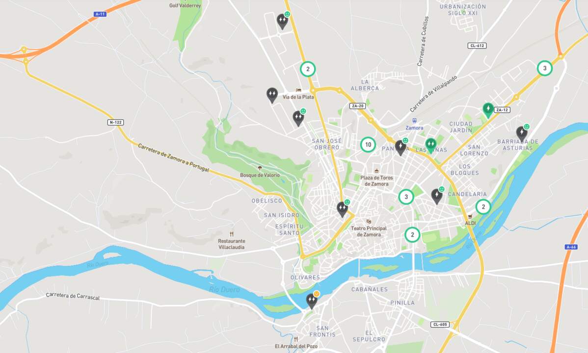 Mapa de estaciones de carga para coches eléctricos
