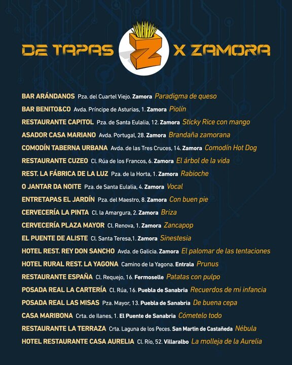 cartel del concurso de tapas por Zamora y provincia