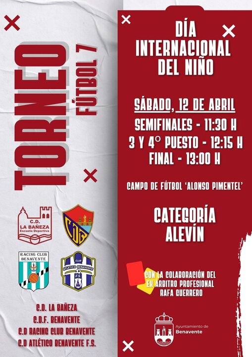 Rafa Guerrero arbitrará el Primer Torneo de Fútbol 7 por el Día del Niño en Benavente