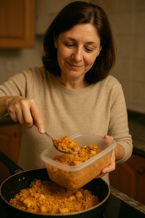 madre llenando un táper