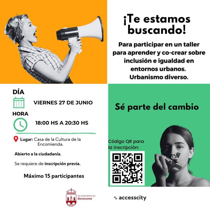 cartel taller participativo urbanismo e igualdad Benavente