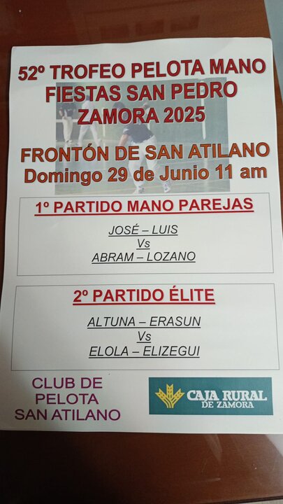 52º Trofeo Pelota Mano Fiestas de San Pedro