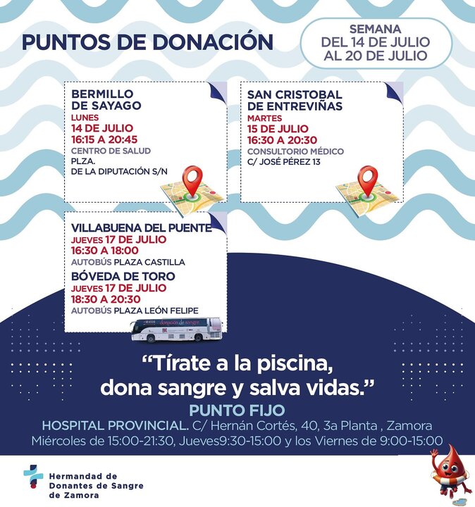 Campaña de donación de sangre semana del 14 al 20 de julio