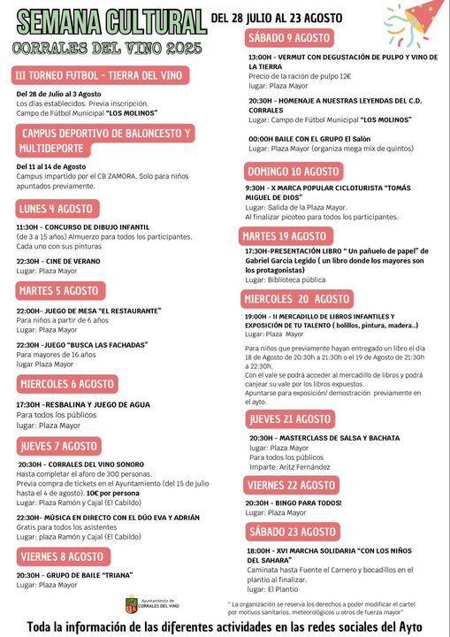 cartel semana cultutal Corrales del Vino