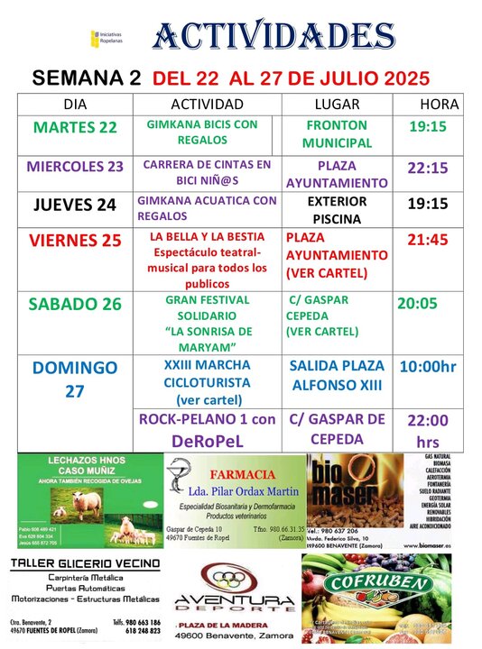 actividades semana 2 en Fuentes de Ropel