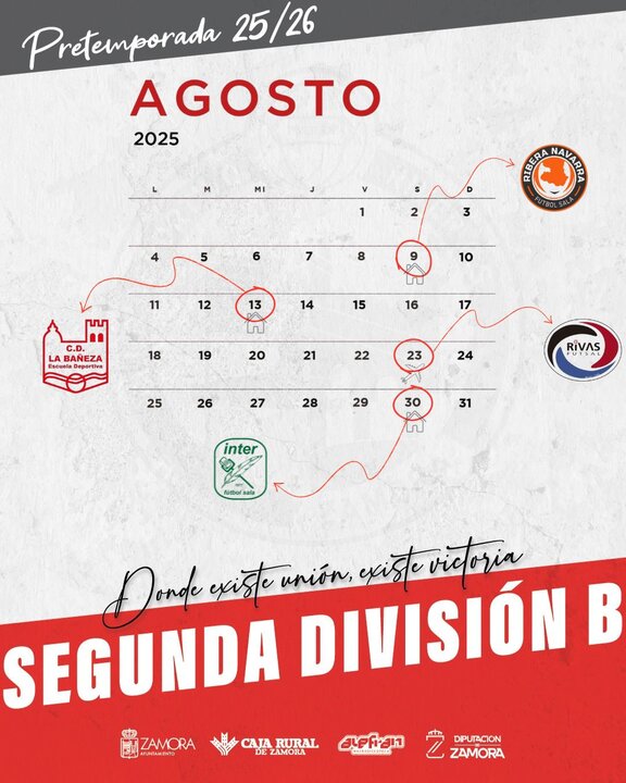 Calendario Pretemporada River Zamora FS 2ºB
