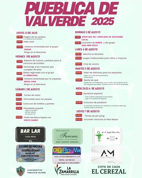 Programa Fiestas Pueblica de Valverde