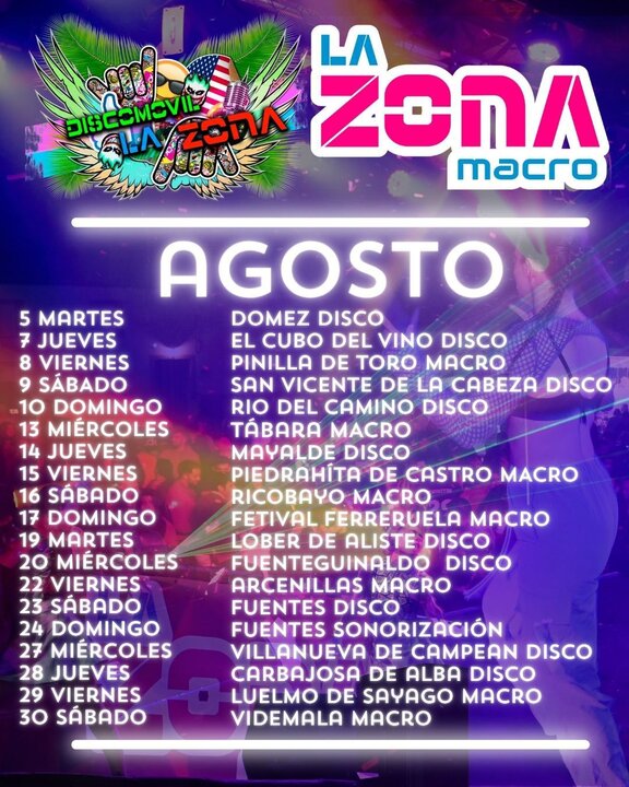 cartel actuaciones La Zona agosto