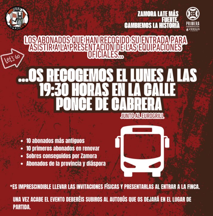 El Zamora CF organiza un servicio de autobuses para la presentación de su nueva equipación