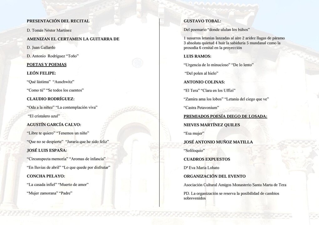 I Recital Poético Musical en Santa Maria de Tera 2