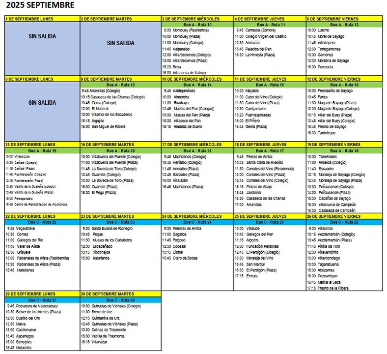 Rutas bibliobus septiembre