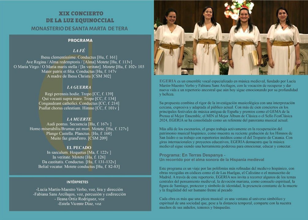 XIX Concierto Luz Equinoccial Monasterio santa Marta de Tera programa
