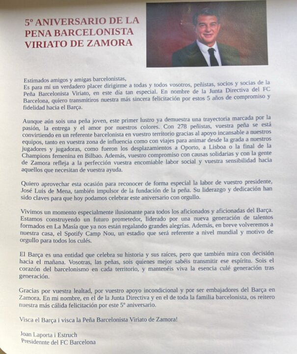 carta Joan Laporta