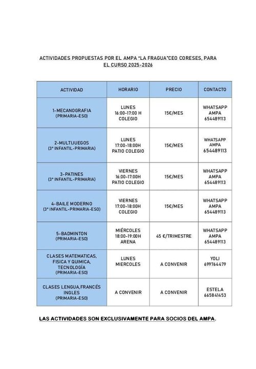 Actividades Extraescolares Coreses