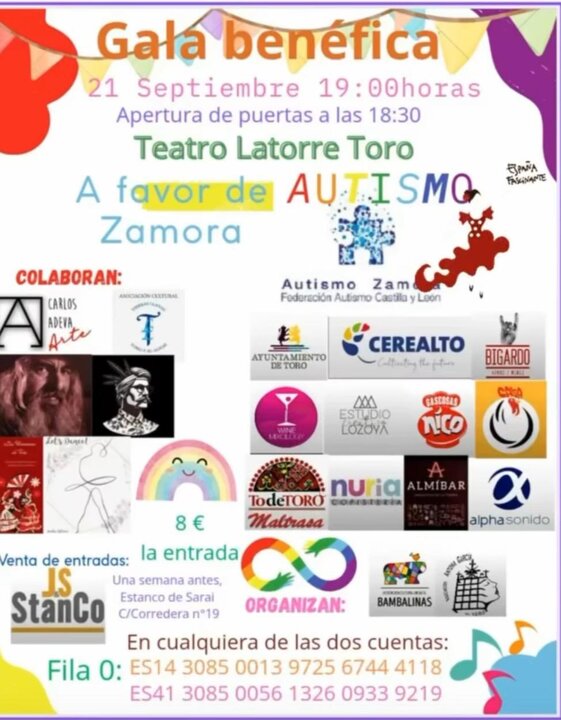 Gala benéfica a favor de Autismo Zamora en Toro-cartel