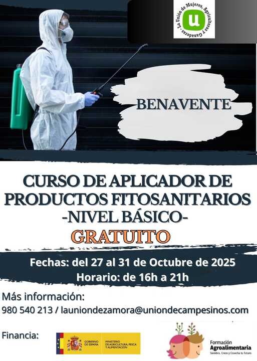 Curso de Aplicador de productos fitosanitarios en Benavente