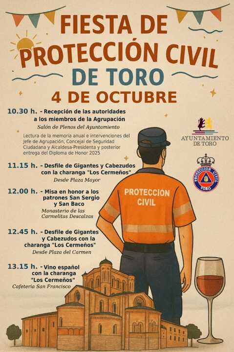 Cartel Fiesta Protección Civil Toro