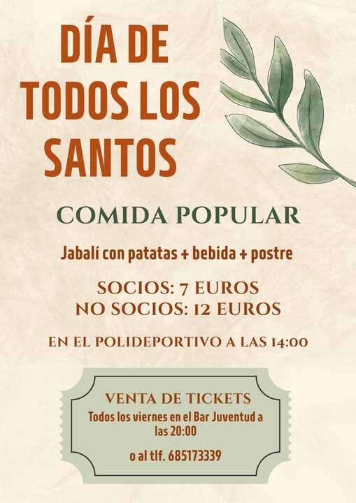 Comida popular Dia de Todos los Santos en Ferreras de Abajo