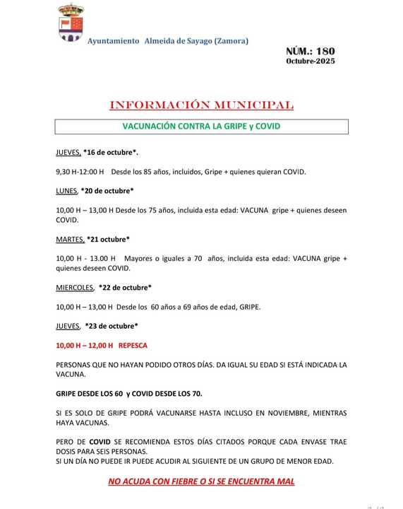 Vacunación gripe y covid-19 Almeida de Sayago