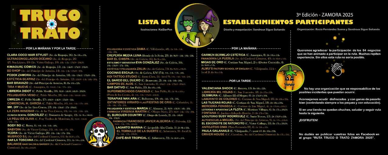 lista de establecimientos truco o traco 2025